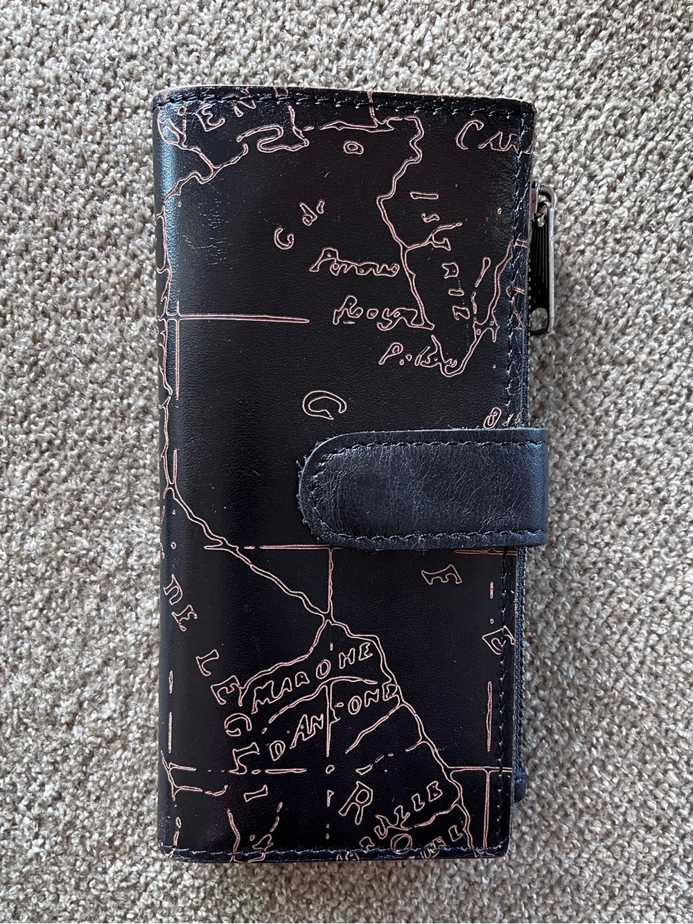 Authentic Patricia Nash “Nazari” Bi Fold Leather Wallet Rare European Map Print